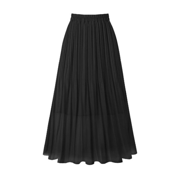 Dresses & Skirts - Women's Pleated Chiffon Skirt Elastic Waist A-Line Midi